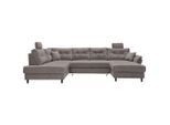 Livetastic , Graubraun , Textil , Buche , Füllung: Schaumstoff , U-Form , 338x206 cm , Liegefunktion, Schlafen auf Sitzhöhe, Rücken echt, Armteil rechts ,