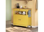 Livetastic Servierwagen , Braun, Gelb , Holz , Pinie , massiv , 1 Schublade(n) Schubladen , rechteckig , 85x90.6x40 cm , Esszimmer, Barmöbel, Barwagen