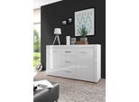 Sideboard HOME AFFAIRE "Bianco, moderner Schrank, Kommode in Weiß Hochglanz", weiß (weiß matt, weiß mdf hochglanz), B:164cm H:97cm T:42cm, Holzwerkstoff, Sideboards, Sideboard, silberne Metallgriffe, ausreichend Stauraum, zeitlos, 164 cm breit