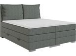 Boxspringbett FORTE "Pillows mit Bettkasten, erhältlich in den Breiten 140, 160 & 180cm", dunkelgrau, B:150cm L:224cm, Der Bezugsstoff Baltimore aus 100% Polyester ist ein moderner Strukturstoff mit weicher Oberfläche und hoher Strapazierfähigkeit (über 30.000 Martindale-Zyklen). Er ist atmungsaktiv, antiallergen, OEKO-TEX- und REACH-zertifiziert und eignet sich dank Pet-Friendly-Technologie beson