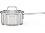 Kasserolle HANSEATIC "DAILY", silber (silberfarben), H:8cm Ø:16cm, Töpfe, Kasserolle, handfreundliche Griffe, Literskala, Glasdeckel, Induktion