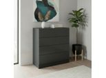 Kommode BORCHARDT MÖBEL "Vaasa, Breite 76cm, Höhe 79cm, grifflos", schwarz (schwarz matt), B:76cm H:79cm T:35cm, Holzwerkstoff, Sideboards, Kommode