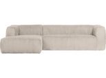 Ecksofa WOOOD "Bean Bezug Links mit hoher Sitzkomfort, H 73 x B 305 x T 96/175 cm", beige (natur), B:305cm H:73cm T:175cm, Sofas, Ecksofa, Ripsstoff, Tragkraft 400 kg, Gute Verschleißfestigkeit, pflegeleicht