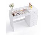 Vanitii Schminktisch, Weiß, Holzwerkstoff, Mode, 8 Schubladen, Rechteckig,Rechteckig, 55x81x120 cm, Wohnzimmer, Wohnzimmertische, Konsolentische