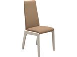 Polsterstuhl STRESSLESS "Laurel", braun (sand dinamica, eiche gekalkt), B:57cm H:92cm T:59cm, Microfaser DINAMICA (88% Polyester, 12% Polyurethan), Stühle, Polsterstuhl, Low Back, Größe L, mit abgerundeten Beinen in Eiche gekalkt