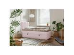 Mid.you , Hellrosa , Holz, Textil, Holzwerkstoff , H3 , 90x200 cm , Bettkasten, gepolstertes Kopfteil, Stoffauswahl, Topper durchgehend ,