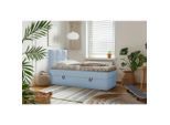 Mid.you , Blau , Holz, Textil, Holzwerkstoff , H3 , 90x200 cm , Bettkasten, gepolstertes Kopfteil, Stoffauswahl, Topper durchgehend ,