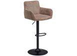 Livetastic Barhocker, Schwarz, Hellbraun, Metall, Textil, Drehteller, 55x91.5-113x52 cm, Sitzfläche 360° drehbar, inklusive Armlehnen, Esszimmer, Barmöbel, Barhocker