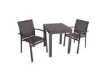 Gardenson , Schwarz, Dunkelgrau , Metall, Kunststoff , 56.5x89x61 cm , Tisch ausziehbar, Stühle stapelbar, UV-beständig, wetterbeständig ,