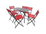 Gardenson , Rot, Schwarz , Metall, Kunststoff, Textil , Tisch klappbar, regenabweisend, rostfrei, Stuhl klappbar ,
