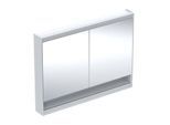 Geberit One Spiegelschrank 505835002 120 x 90 x 15 cm, weiß/Aluminium pulverbeschichtet, mit Nische und ComfortLight, 2 Türen