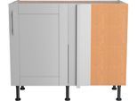 Eckunterschrank OPTIFIT "Ahus", grau (hellgrau matt, hellgrau), B:100cm H:87cm T:58,4cm, Schränke, Eckunterschrank, Breite 100 x 65 cm