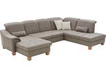 Wohnlandschaft DIE PLANBAR "PP-LA23145 U-Form", grau (platin), B:341cm H:88cm T:243cm, 100% Polyester, Sofas, Wohnlandschaft, inkl. Kopfpolsterverstellung, Federkernpolsterung