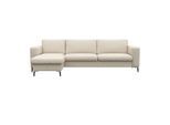 Ecksofa FLEXLUX "Fiore, super Sitzkomfort durch Kaltschaum im Sitz, L-Form", weiß (warm weiß), B:262cm H:85cm T:92cm, 100% Echteder, Sofas, Ecksofa, breite Armlehnen, Kaltschaum, Füße Alu+schwarz