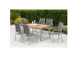 Gardenson , Grau, Naturfarben, Silberfarben , Holz, Metall, Textil , Akazie , Hartholz , rechteckig , FSC 100% ,