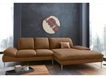 Ecksofa W.SCHILLIG "enjoy&MORE, Designsofa, elegant und bequem, L-Form", braun (chocolate s37), B:310cm H:87cm T:185cm, Chenille-Flachgewebe R66 (85% Polyester, 15% Nylon);Longlife Xtra-Leder Z59: Glattleder mit modischer Prägung. Hautstärke 0, 9 - 1, 1 mm;Stoff S37 (100% Polyester), Sofas, Ecksofa, mit Sitztiefenverstellung, Füße Chrom glänzend, Breite 310 cm