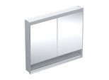 Geberit One Spiegelschrank 505824001 105 x 90 x 15 cm, Aluminium eloxiert, mit Nische und ComfortLight, 2 Türen