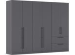 Kleiderschrank OTTO HOME "Mehrzweckschrank Aktenschrank Möbel Mietswohnung Schlafzimmer AVOLA", grau (graumetallic), B:271cm H:210cm T:54cm, Holzwerkstoff, Schränke, Kleiderschrank, mit hochwertigen Stangengriffen aus Metall in Schwarz MADE IN GERMANY