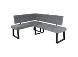 Livetastic Eckbank, Hellgrau, Metall, Textil, 3-Sitzer, 185x134 cm, Esszimmer, Bänke, Eckbänke