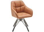 Livetastic Armlehnstuhl , Braun, Schwarz , Metall, Textil , Drehkreuz , 58.5x82.5x54.5 cm , Sitzfläche 360° drehbar , Esszimmer, Stuhl, Polsterstühle