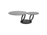 Dieter Knoll Couchtisch, Grau, Schwarz, Metall, Glas, Keramik, rund, rund, Bodenplatte, 80x43x80-133.5 cm, ausziehbar, Wohnzimmer, Wohnzimmertische, Couchtische, Couchtische Glas
