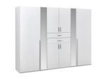 Carryhome Kleiderschrank, Weiß, Glas, Holzwerkstoff, 4 Fächer, 2 Schublade(n) Schubladen, 270x208x58 cm, Made in Germany, Typenauswahl, umfangreiches Zubehör erhältlich, in verschiedenen Größen und Holzdekoren erhältlich, Schlafzimmer, Kleiderschränke, Kleiderschränke mit Spiegel