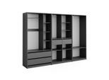 Vicco Kleiderschrank, Anthrazit, Holzwerkstoff, 15 Fächer, 4 Schubladen, Rechteckig, 280x200x50 cm, Schlafzimmer, Kleiderschränke
