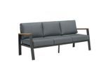 Ambia Garden Loungesofa, Anthrazit, Grau, Natur, Holz, Metall, Textil, Eukalyptusholz, massiv, 3-Sitzer, Füllung: Komfortschaum,Schaumstoff, Komfortschaum, 191x74x75 cm, Loungemöbel, Outdoorsofas