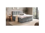 Boxxx Boxbett, Grau, Kunststoff, H3, Höhe ca. 25 cm, 140x200 cm, Topper durchgehend, in verschiedenen Größen erhältlich, Matratze geteilt, gepolstertes Kopfteil, Bettkasten, Schlafzimmer, Betten, Boxspringbetten