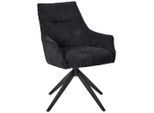 Mid.you Armlehnstuhl Cord, Schwarz, Metall, Textil, Drehkreuz, 61x87x65 cm, Sitzfläche 360° drehbar, Esszimmer, Stühle, Esszimmerstühle, Armlehnenstühle