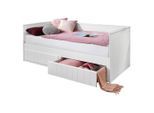 Mid.you Ausziehbett, Weiß, Holzwerkstoff, Höhe ca. 18-20 cm, 90x200 cm, Bettkasten, Lattenrost, mit Schubkästen, Kinderzimmer & Jugendzimmer, Kindermöbel, Kinderbetten, Ausziehbetten