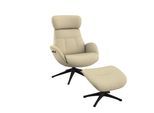 Relaxsessel FLEXLUX "Elegant, Funktionssessel, verstellbarer Rücken- und Kopfstütze", beige (sandy beige), B:90cm H:107cm T:89cm, 100% Polyester, Sessel, Relaxsessel, Premium Komfort, Rücken- & Kopfteilverstellung, drehbar, Fuß schwarz
