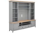 Mid.you Wohnwand , Naturfarben, Grau , Holz, Holzwerkstoff , 2-teilig , Eiche, Kiefer , furniert, massiv , 9 Fächer , 2 Schublade(n) Schubladen , 200x186x43 cm , Made in Europe , Wohnzimmer, Wohnwand, Komplette Wohnwand