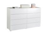 Carryhome Sideboard , Weiss Hochglanz , Kunststoff , 8 Schublade(n) Schubladen , 140x85x44 cm , FSC MIX , Beimöbel erhältlich, stehend , Kleinmöbel, Kommoden, Sideboards