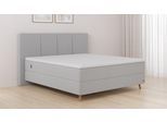 BRUNO Boxspringbett Premium 180x200cm in Hellgrau | Matratzen-Härtegrad: Links H2 / Rechts H3 | mehrfach ausgezeichnet in Design & Qualität