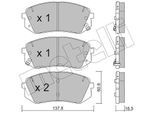 METELLI Bremsbelagsatz, Scheibenbremse 2207830 für HYUNDAI KIA CHERY