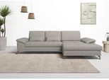 Ecksofa OTTO HOME "Costello L-Form, B: 301cm, Sitztiefen & Armteilverstellung, Federkern", grau (hellgrau), B:301cm H:89cm T:176cm, Luxus-Microfaser (90% Polyester, 10% Polyamid);Samtoptik (100% Polyester), Sofas, Ecksofa, 3 Nierenkissen, optional Schlaffunktion & Bettkasten
