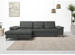 Ecksofa OTTO HOME "Costello L-Form, B: 301cm, Sitztiefen & Armteilverstellung, Federkern", grau (anthrazit), B:301cm H:89cm T:176cm, Luxus-Microfaser (90% Polyester, 10% Polyamid);Samtoptik (100% Polyester), Sofas, Ecksofa, 3 Nierenkissen, mit Schlaffunktion & Bettkasten