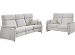 Polstergarnitur HOME AFFAIRE "Turin, 2,5- & 3-Sitzer mit elektrischer Relaxfunktion", light, grau, H:107cm T:97cm, Holzwerkstoff, Sitzmöbel-Sets, Polstergarnitur, inkl. Tisch, USB & Steckdose, Federkern & pflegeleichtem Bezug