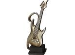 Dekofigur AMBIENTE HAUS "Gitarre Figur M", silber (antik, silberfarben), B:11cm H:22cm T:6cm, Polyresin, Dekofiguren, Dekofigur