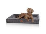 Knuffelwuff orthopädisches Hundebett aus Cord mit Handwebcharakter Santiago grau XL