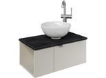 Waschtisch SAPHIR "Serie 6915 Waschschale mit Unterschrank für Gästebad, Gäste WC", beige (kaschmir matt, schiefer, kaschmir matt touch), B:61cm H:39,8cm T:35cm, Waschtische, Waschtisch, 61 cm mit Keramik-Aufsatzbecken, 2 Türen und 1 Fach