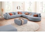 Ecksofa 3C CANDY "Enisa II, bequem und komfortabel, Mega Familiensofa, L-Form", blau (light, blau), B:225cm H:86cm T:395cm, 85% Polyester, 15% Viskose, Sofas, Ecksofa, incl. 3 Flatterkissen, wahlweise mit Flecken-Schutz-Bezug Easy care