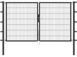 Zaundoppeltür ALBERTS "Flexo", grau (anthrazit), B:250cm H:140cm, Stahl, Tore, Zaundoppeltür, 250 cm Breite, in versch. Höhen