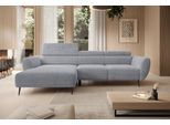Ecksofa WERK2 "Alisson 277 x 174 cm modern und bequem", grau, B:277cm H:76cm T:174cm, 90% Polyester, 10% Nylon, Sofas, Ecksofa, Cord, L-Form, XXL, elektrische Sitztiefenverstellung, Schlaffunktion