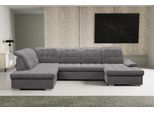 Wohnlandschaft WERK2 "Kordula-New 332 x 217 cm Multifunktion Couch modern und bequem", grau, B:332cm H:105cm T:217cm, 92% Polyester, 8% Nylon, Sofas, Wohnlandschaft, Luxus-Microfaser Chenille, U-Form, XXL, Sitztiefenverstellung