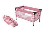 Puppenbett CHIC2000 "Puppen-Reisebett", rosa (flowers rosa), Puppenmöbel, KinderB:31cm H:32cm T:54cm, Stahl, Stoff, Puppenbett, mit Stoff-Tragetasche, B:31cm H:32cm T:54cm