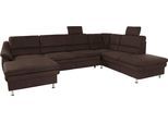 Wohnlandschaft SIT & MORE "Cardoso U-Form", braun (dunkelbraun), B:324cm H:90cm T:90cm, Luxus-Microfaser 1 (100% Polyester);Luxus-Microfaser 2 (100% Polyester);Luxus-Microfaser ALTARA NUBUCK (100% Polyester), Sofas, Wohnlandschaft, mit Federkern und Kopfstützen, mit Schlaffunktion und Relaxfunktion