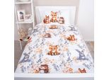 Babybettwäsche BABY BEST "Baby Best Little Forest", bunt, B/L: 100cm x 135cm, 1 Stk., 1 Stk., Flanell, B/L: 40cm x 60cm, 2 Stk., Flanell, Obermaterial: 100% Baumwolle, Bettwäsche, Babybettwäsche, Flanellbettwäsche