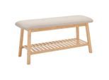 Carryhome Schuhbank, Natur, Beige, Textil, Naturmaterialien, 1-Sitzer, 90x44.5x34.5 cm, Garderobe, Schuhaufbewahrung, Schuhregale